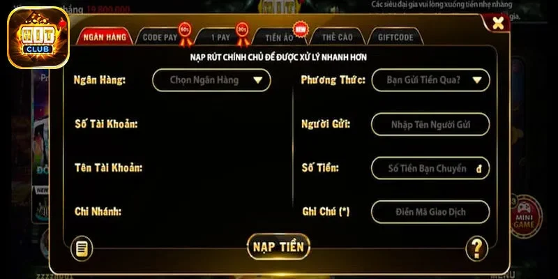 Cách nạp tiền Hit Club siêu đơn giản